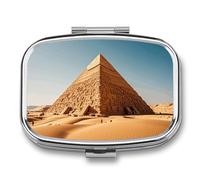 Caja de medicina de viaje portátil, joyero de viaje, bonita pirámide egipcia en el desierto, rectángulo, pastillero, aplicable para tabletas, píldoras, cápsulas, caramelos, joyas, tapones para los