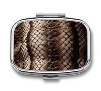 Caja de medicina de viaje portátil, joyero de viaje diario lindo clásico estampado de piel de serpiente rectángulo pastillero aplicable para tabletas, píldoras, cápsulas, caramelos, joyas, tapones