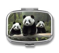 Caja de medicina de viaje portátil, joyero de viaje diario lindo panda impreso rectangular pastillero aplicable para tabletas, píldoras, cápsulas, caramelos, joyas, tapones para los oídos
