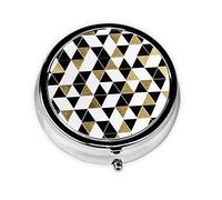 Caja de medicina moderna moderna con triángulos de oro y negro, organizador portátil de bolsillo para medicinas