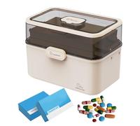 Caja De Medicina Para El Hogar, Caja De Medicina Transparente | Med Transparente, Contenedor Plegable De Medicina Para El Hogar, Contenedor De Tamaño De Viaje, Encerrados Para Uso Escolar Y Fam, azul