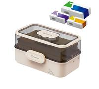Caja De Medicina Para El Hogar, Caja De Medicina Transparente | Med Transparente, Contenedor Plegable De Medicina Para El Hogar, Contenedor De Tamaño De Viaje, Encerrados Para Uso Escolar Y Fam, Color