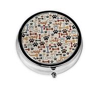 Caja de medicina pequeña con estampado de huesos y patas, organizador portátil de bolsillo para medicinas