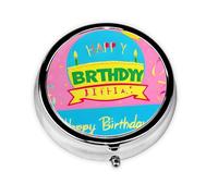 Caja de medicina pequeña con tres compartimentos Happy Birthday Balloona que se puede colocar en tu bolsillo o bolso y puede almacenar vitaminas.