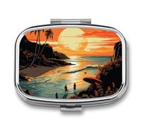 Caja de medicina portátil de viaje, joyero de viaje, bonito póster original para verano sin fin, pastillero rectangular impreso aplicable para tabletas, cápsulas, dulces, joyas, tapones para los oídos