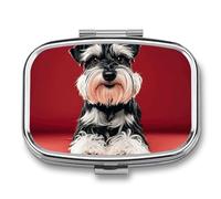 Caja de medicina portátil de viaje, joyero de viaje diario lindo Schnauzer impreso rectangular pastillero aplicable para tabletas, píldoras, cápsulas, caramelos, joyas, tapones para los oídos