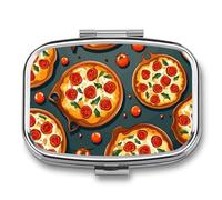 Caja de medicina portátil de viaje, joyero de viaje, lindo para pizza, comida, rectangular, pastillero, aplicable para tabletas, píldoras, cápsulas, caramelos, joyas, tapones para los oídos