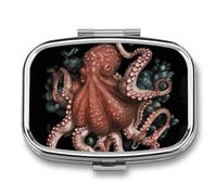 Caja de medicina portátil de viaje, joyero de viaje, lindo pulpo entrelazado, rectángulo, pastillero, aplicable para tabletas, cápsulas, dulces, joyas, tapones para los oídos