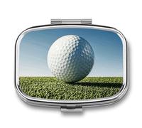 Caja de medicina portátil de viaje, joyero de viaje para uso diario, bonita pelota de golf, pastillero rectangular, aplicable para tabletas, píldoras, cápsulas, caramelos, joyas, tapones para los