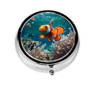 Caja de medicina redonda impresa con 3 compartimentos para almacenamiento portátil de medicamentos