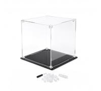 Caja de Metacrilato Transparente con Tapa Negra 10x10x10 cm - Contenedor Acrílico Multiusos para Exposición, Almacenaje, Tiendas y Decoración, Montaje Sencillo, Incluye Material de Montaje
