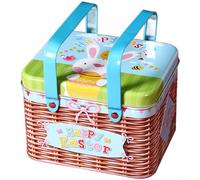 Caja de metal de dibujos animados grande con asa para organizar galletas, caramelos, chocolates y juguetes, construcción de hierro resistente con tapa segura (D)