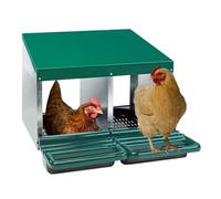 Caja de metal para anidar pollos con bandejas extraíbles y colección de huevos enrollables para una gallina resistente