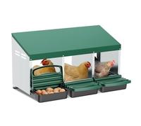 Caja de metal para anidar pollos con bandejas extraíbles y colección de huevos enrollables para una gallina resistente