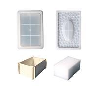 Caja de moldes de silicona de resina de cristal para maceta, baratija, pañuelo, decoración del hogar, kit de joyería de almacenamiento de joyas