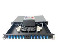 Caja de montaje en rack de cable de fibra óptica 1U de 24 hebras con 12 acopladores dúplex LC para estantes de 19 pulgadas | Incluye bandeja de empalme y mangas de empalme de fusión de 60 mm de largo