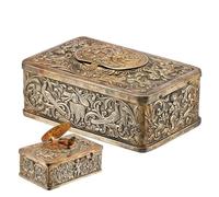 Caja de música: 3,94 x 2,36 x 1,57 Pulgadas, Recuerdo de melodía de Cuerda en Relieve, de Regalo Musical Vintage con manivela | Elegante Coleccionable Decorativo para Mujeres, Hombres, adolesce
