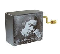 Caja de música/Caja Musical de cartón y Metal con Mecanismo Musical de manivela de 18 Notas e Retrato de un Gran Compositor de música clásica (Schumann) - Ensueño - Träumerei (Robert Schumann).