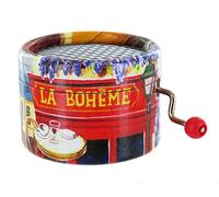 Caja de música/caja musical de manivela de cartón adornado sobre el tema de una canción francesa con mecanismo musical de manivela de 18 notas - La bohème (Charles Aznavour)