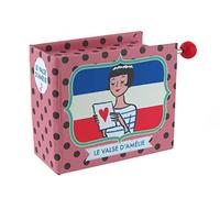 Caja de música/caja musical de manivela de cartón decorado en forma de libro con mecanismo musical de 18 notas - El vals de Amélie Poulain - Amélie (Yann Tiersen)