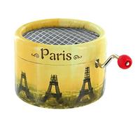 Caja de música/Caja Musical de manivela de cartón Reforzado y Adornado sobre el Tema de la Torre Eiffel en construcción con Mecanismo Musical de 18 Notas - La Vie en Rose (Louiguy/Edith Piaf)