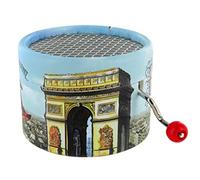 Caja de música/Caja Musical de manivela de cartón Reforzado y Adornado sobre el Tema de los monumentos de París con Mecanismo Musical de 18 Notas - Hymne à L'Amour (M. Monnot y Edith Piaf)