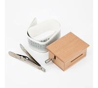 Caja de música compacta de madera 70x63mm con cintas | Mecanismo de manivela, suave para melodía, cuerpo de madera, incluye perforador, 5 cintas de papel en total