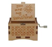 Caja de música con manivela de madera, decorativa y portátil para regalar y decoración del hogar