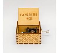Caja de música con manivela de madera, decorativa y portátil para regalar y decoración del hogar