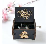 Caja de música con manivela de madera, decorativa y portátil para regalar y decoración del hogar