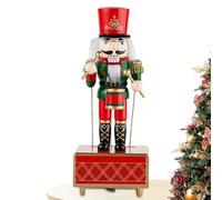 Caja de música de cascanueces - Figura decorativa de madera decorativa ornamento musical de estilo retro, pieza de exposición elegante hecha a mano | Regalo de Navidad de alta gama para collac