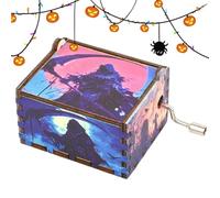 Caja de música de Halloween, caja de música de manivela | Pequeña caja de música colorida grabada | Decoración interior de Halloween, caja de música La extraña Navidad del señor Jack para Halloween No