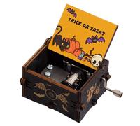 Caja de música de Halloween de madera - Classic Wind Up Music Box, Decorative Hand Loper Music Toy | Regalo festivo con melodía de Halloween para amigos y adultos, acento de mesa espeluznante,