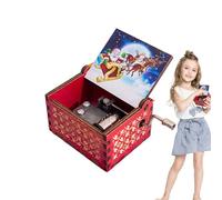 Caja de música de madera, caja musical para niños - Cajas musicales de madera tallada a manivela | Caja musical de madera tallada, fantástica música navideña para niños, amigos