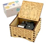 Caja de música de madera con cuerda - HowlMoving Castle-Merry Go Round of Life, mecanismo de madera grabado vintage, regalos musicales para aniversario, día de la madre, día de San Valentín, Navidad