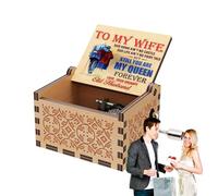 Caja de música de madera con manivela - Caja de música grabada vintage, caja de juguetes para mujer | Regalo perfecto para San Valentín, cumpleaños, regalo especial para Acción de Gracias, annive