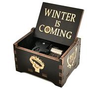 Caja de música de madera de Juego de Tronos con texto en inglés "Winter Is Coming" para cumpleaños, niños, amigos, regalo para decoración del hogar, impulsado por relojes (juego de tronos)