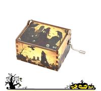 Caja de música de madera grabada, caja de música de melodía de Halloween, caja de música de mano suave, caja de música vintage para fiestas de Halloween, exquisita caja musical de mano para el hogar y