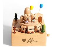 Caja de Música de Madera Personalizable, Cajas Musicales Manuales Grabadas con Láser de Madera Personalizadas, Cajas de Música Personalizadas con Nombre/Texto, Regalo de Caja de Música para Niños