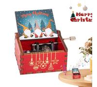 Caja de música de manivela de Navidad - Caja de música de manivela tallada retro de madera | Caja de música de madera de Navidad, regalos para niño, niña, amigo de la familia, Navidad, cumpleaños, San