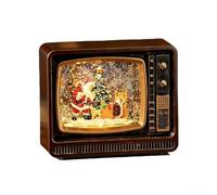 Caja de música de Navidad, 18,5 x 15 x 7 cm, adorno luminiscente de TV con nieve que cae y melodía, decoración de luz musical para exhibición de vacaciones en el hogar (Papá Noel cobre)