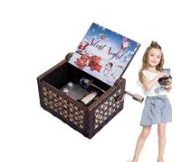Caja de música de Navidad, caja de música de madera - Pequeñas cajas musicales | Caja musical de madera tallada, fantástica música navideña para niños, amigos