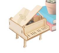Caja de música de piano - 8 x 8,5 x 10,5 cm Caja de música mecánica grande, modelo musical de manivela, juguete de montaje educativo, rompecabezas de madera creativo, adorno de sonido clásico para