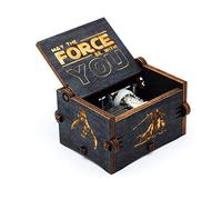Caja de música de Star Wars de madera negra, caja de madera tallada a mano,antigua artesanía de decoración del hogar para niños regalos