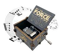 Caja de música de Star Wars, manivela de madera con diseño de Starwars, minicargado con láser, para decoración del hogar para Navidad, bodas, San Valentín, regalos de cumpleaños (negro)