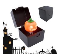 Caja de música, decoración navideña, caja de pantalla, Pumpkin Wind-Up Keepsake, portátil coleccionable con Melody, Wooden Mechanism, Desktop Ornament, Spooky Motive, Collector's Piece, 7 x 7,2 x 7,2