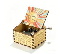 Caja de Música Eres mi Sol,Mecánica de Madera con Manivela Vintage,Grabado de Sol Regalo Original,Detalle para el Día de la Madre,Cadeau pour Enfants,Boîte à Musique en Bois à Coudre