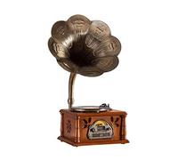 Caja de música Gramófono estéreo con transmisión por Correa Completamente automático,Gramófono Antiguo Vintage Big Horn Disco de Vinilo Retro,Tocadiscos Europeo de Madera Maciza Audio Bluetooth