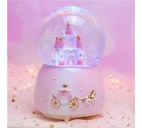 Caja de música iluminada con LED con castillo giratorio y copos de nieve, bola de cristal musical, decoración de Navidad, luz nocturna musical colorida para dormitorio, oficina, regalo de cumpleaños