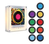 Caja De Música Magnética De Vinilo para Nevera, Imanes De Nevera De Música Retro con Reproductor NFC, Juego De 9 Imanes De Nevera De Discos De Vinilo, Mini Tocadiscos De 128 MB con Luz Led,
